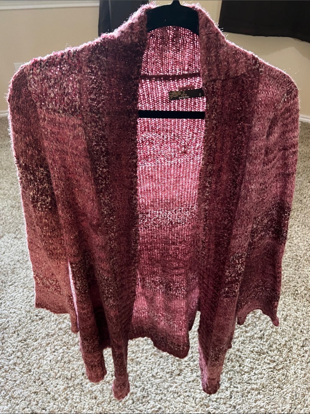 Prana Open-Front Cardigan in Dusty Rose